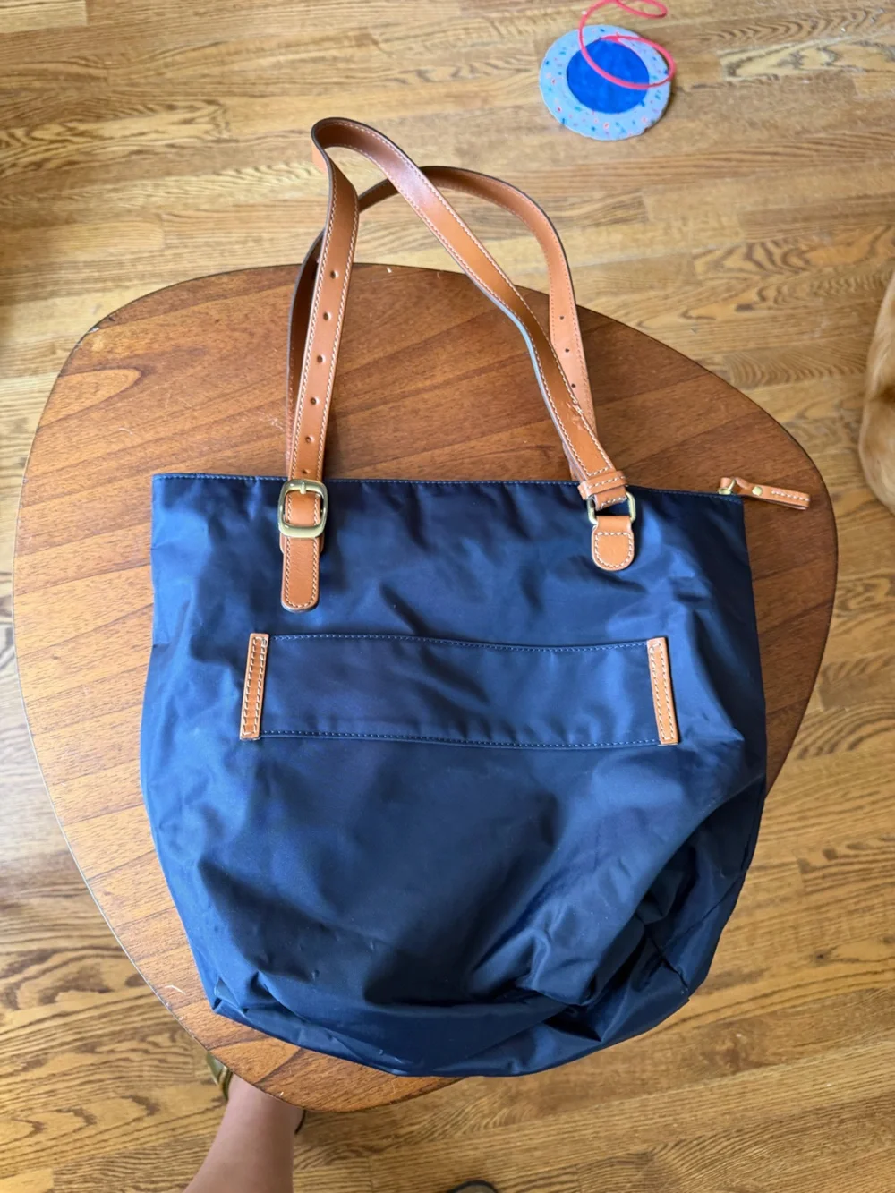 Bric's Navy Tote with Tan Leather Straps